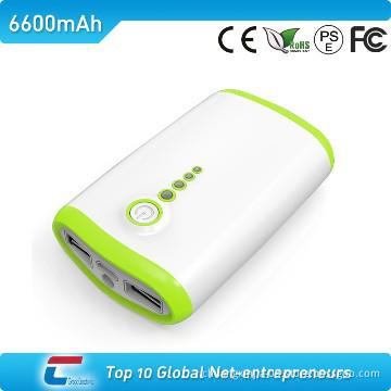rohs power bank with double USB outputs and LED torch